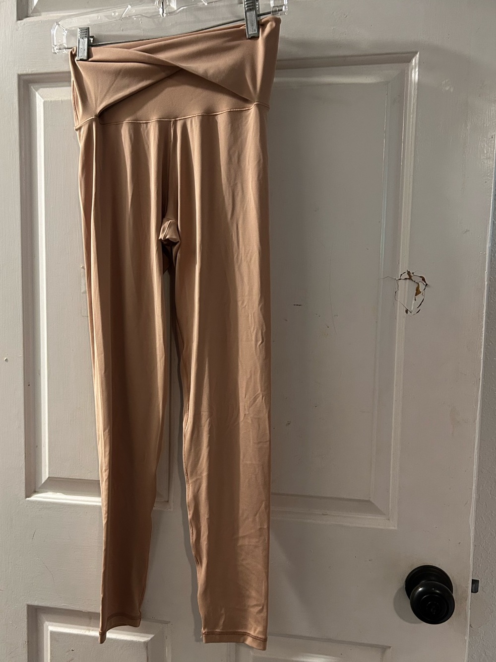 aerie Fold-Over Waist High-Rise Leggings in Beige